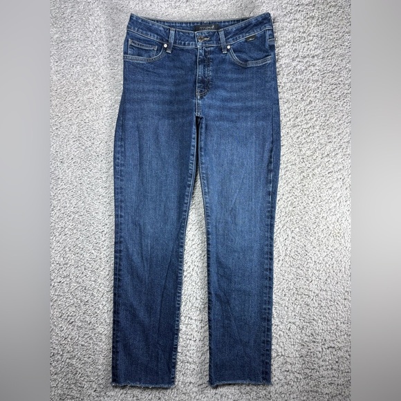 Mavi Denim - Mavi Jeans Womens 28 Viola Straight Dark Denim Classic Cropped Raw Hem Frayed